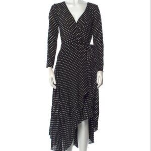 Zimmermann $800 black wrap polka dot midi dress size 0